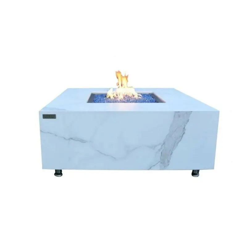 Elementi Fire Bianco Marble Porcelain Gas Fire Pit Table   