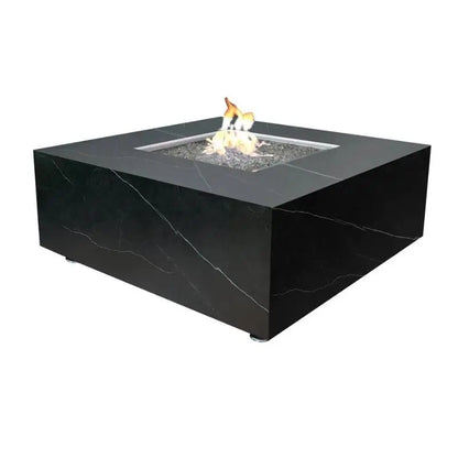 Elementi Fire Sofia Black Marble Porcelain Fire Pit Table   