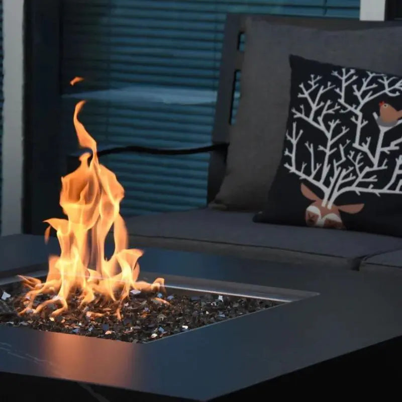 Elementi Fire Sofia Black Marble Porcelain Fire Pit Table   