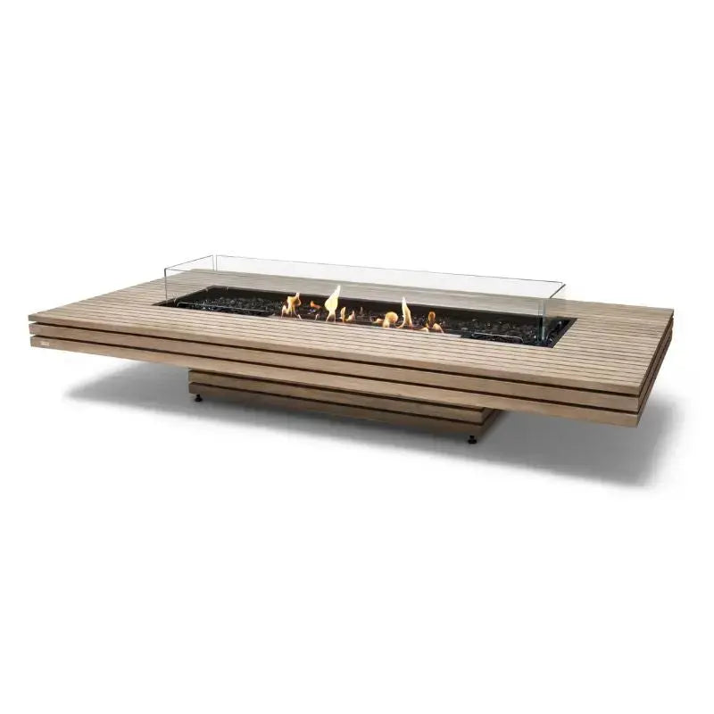 EcoSmart Fire Gin 90 (Low) Bioethanol Fire Pit Table Teak Black Burner 