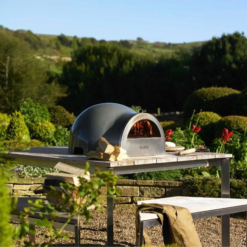 DeliVita Hale Grey Wood Fired Pizza Oven   