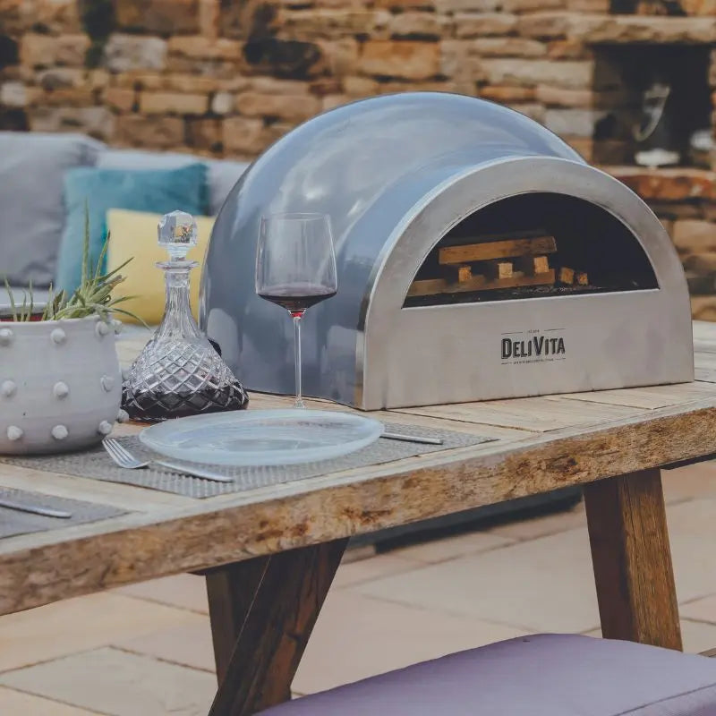 DeliVita Hale Grey Wood Fired Pizza Oven   